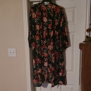Floral Black Kimono Jacket
